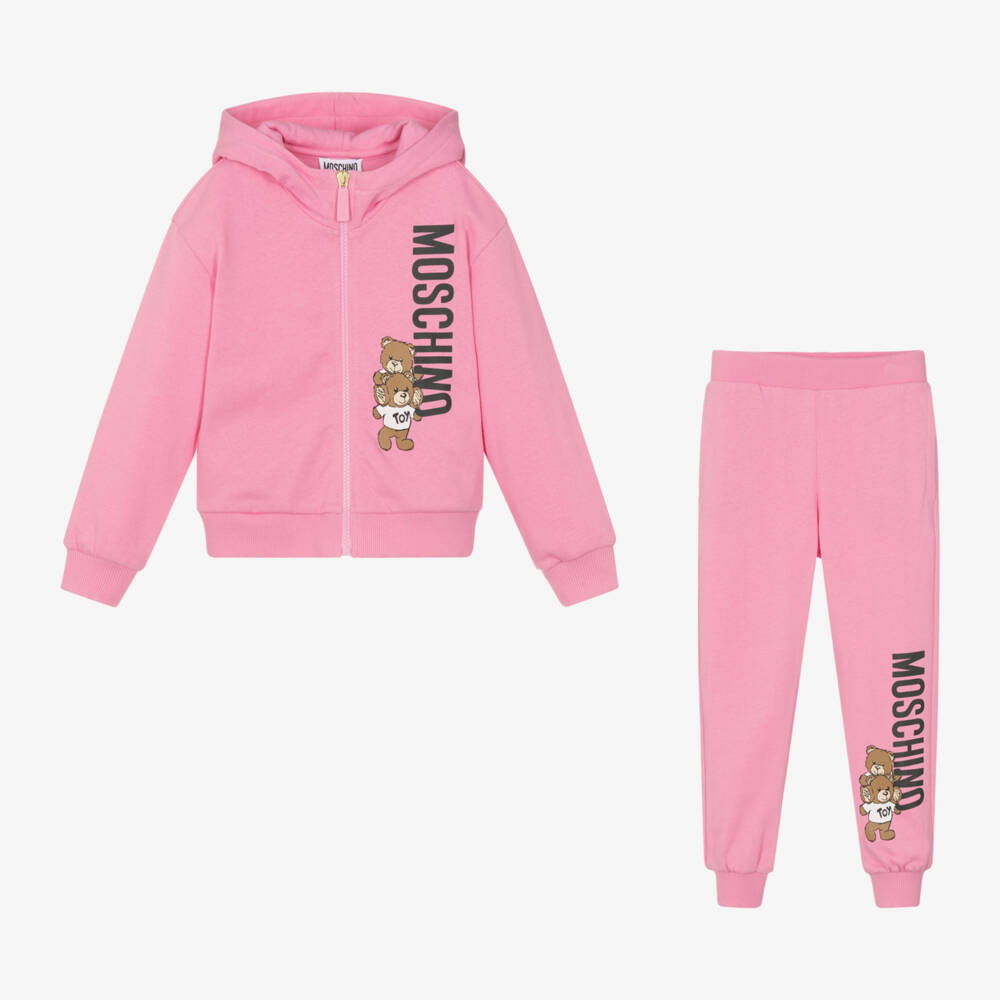 Moschino Kid-Teen-Girls Pink Logo Hoodie Set | Childrensalon Outlet