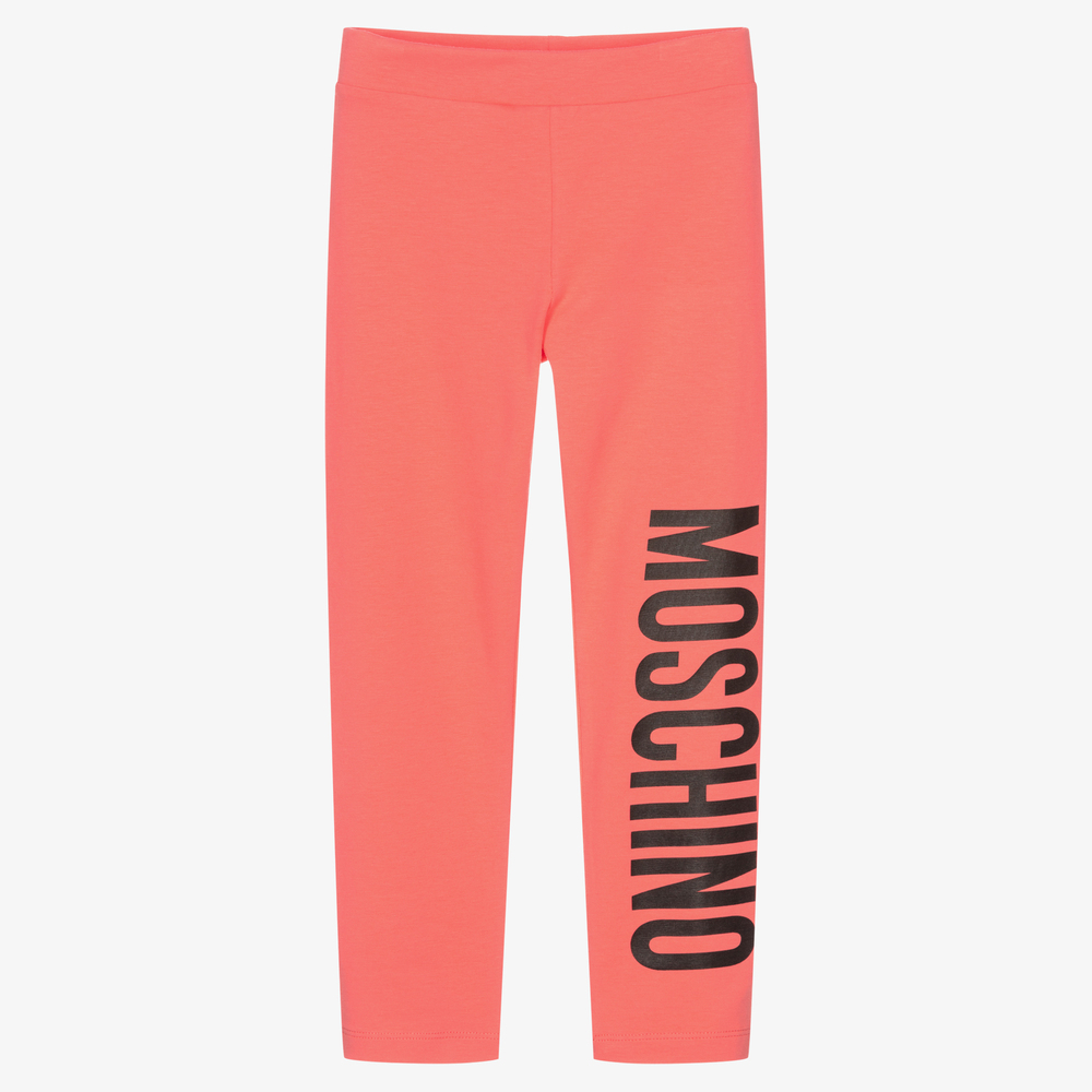 Moschino Kid-Teen - Розовые легинсы для девочек | Childrensalon