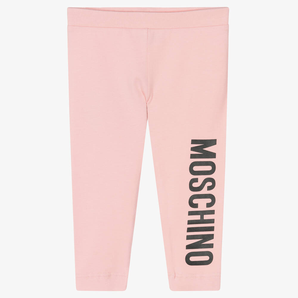 Moschino Baby - Girls Pink Logo Leggings | Childrensalon