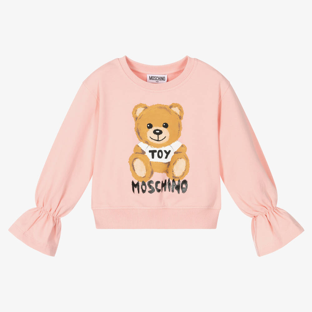 Moschino Kid-Teen - سويتشيرت قطن جيرسي لون زهري للبنات | Childrensalon