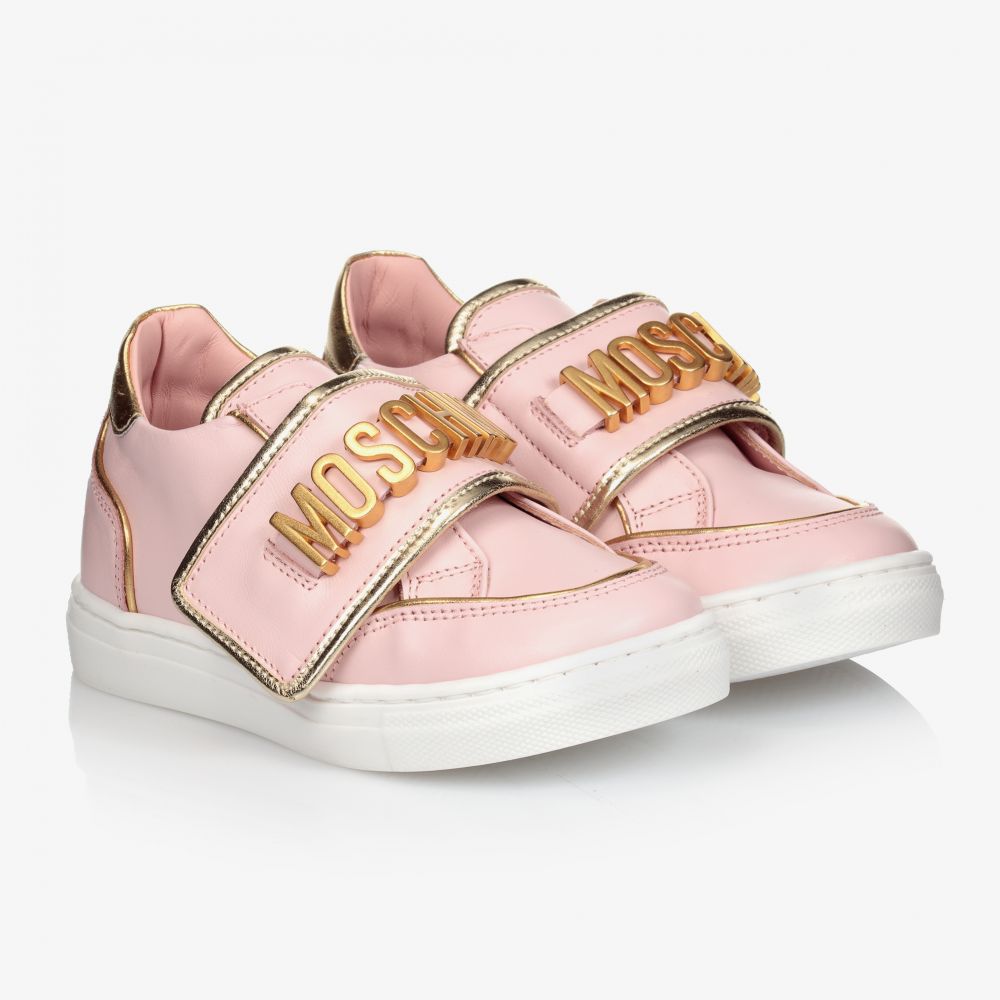 Moschino Baby - Girls Pink Logo Trainers | Childrensalon