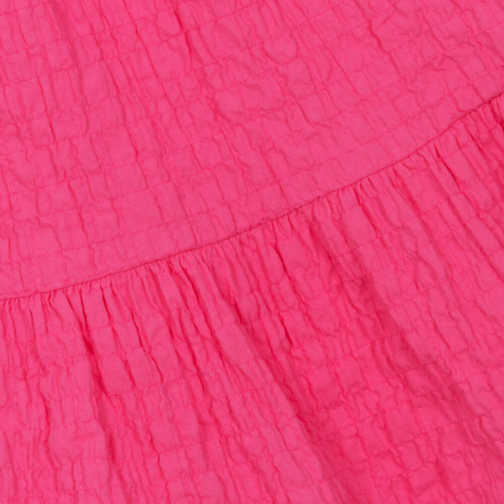 Moschino Kid-Teen-Girls Pink Puffed Sleeve Cotton Dress | Childrensalon Outlet