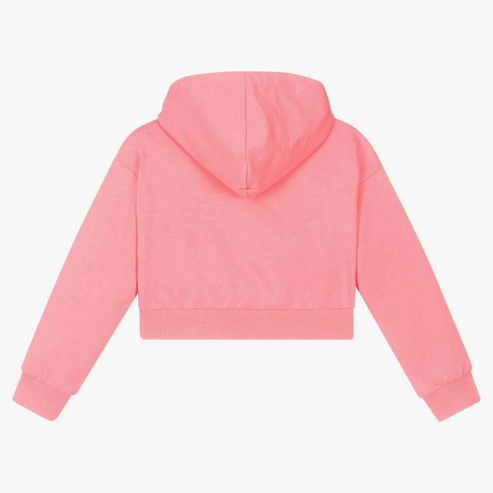 Moschino Kid-Teen-Girls Pink Rhinestone Logo Zip-Up Top | Childrensalon Outlet