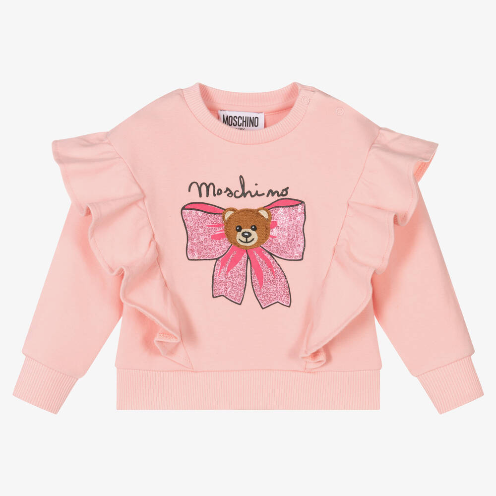 Moschino Baby - Girls Pink Ruffle Sweatshirt | Childrensalon