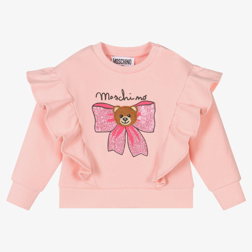 Girls Pink Ruffle Sweatshirt