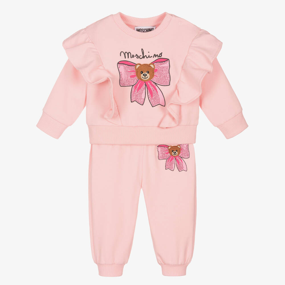 Moschino Baby - Розовый спортивный костюм с рюшами для девочек | Childrensalon