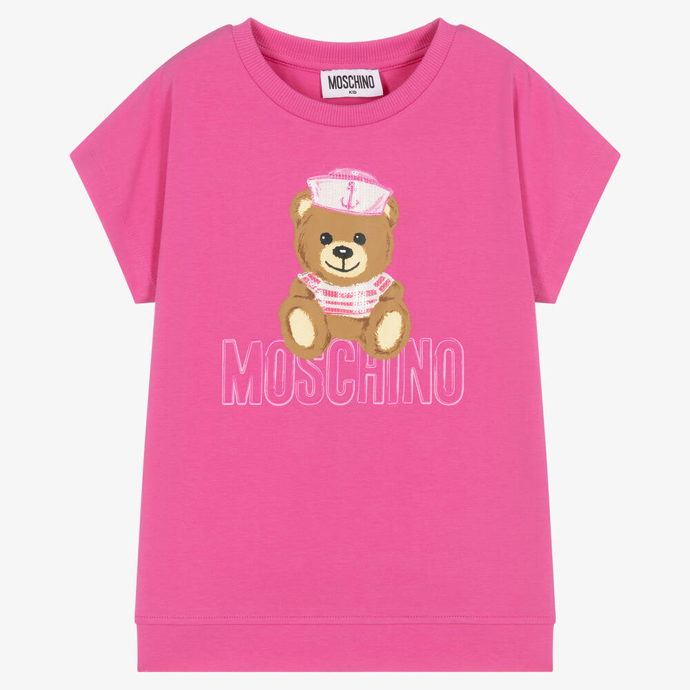 Moschino Kid-Teen-تيشيرت قطن جيرسي لون زهري للبنات | Childrensalon Outlet