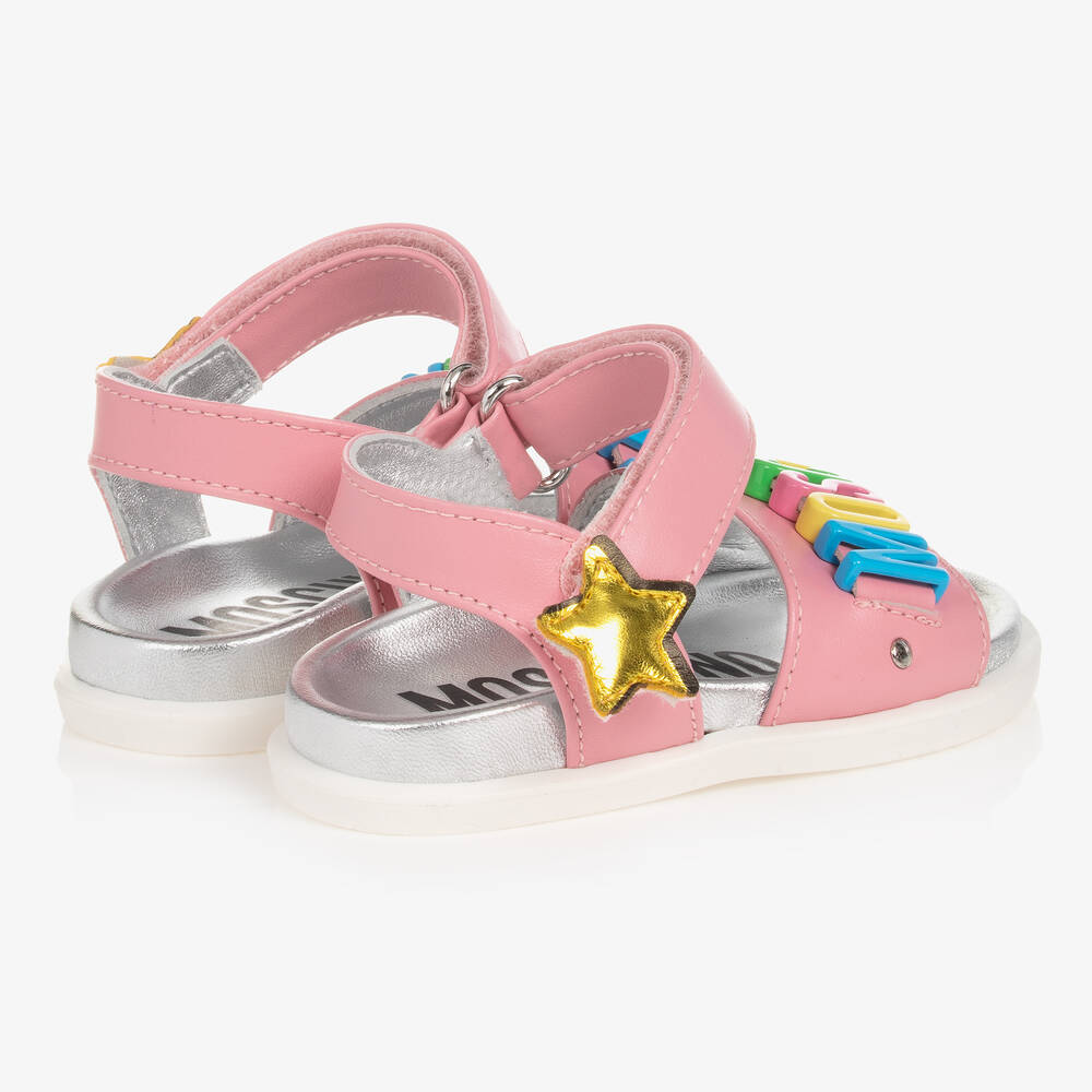 Moschino Kid-Teen-Girls Pink Star Buckle Sandals | Childrensalon Outlet