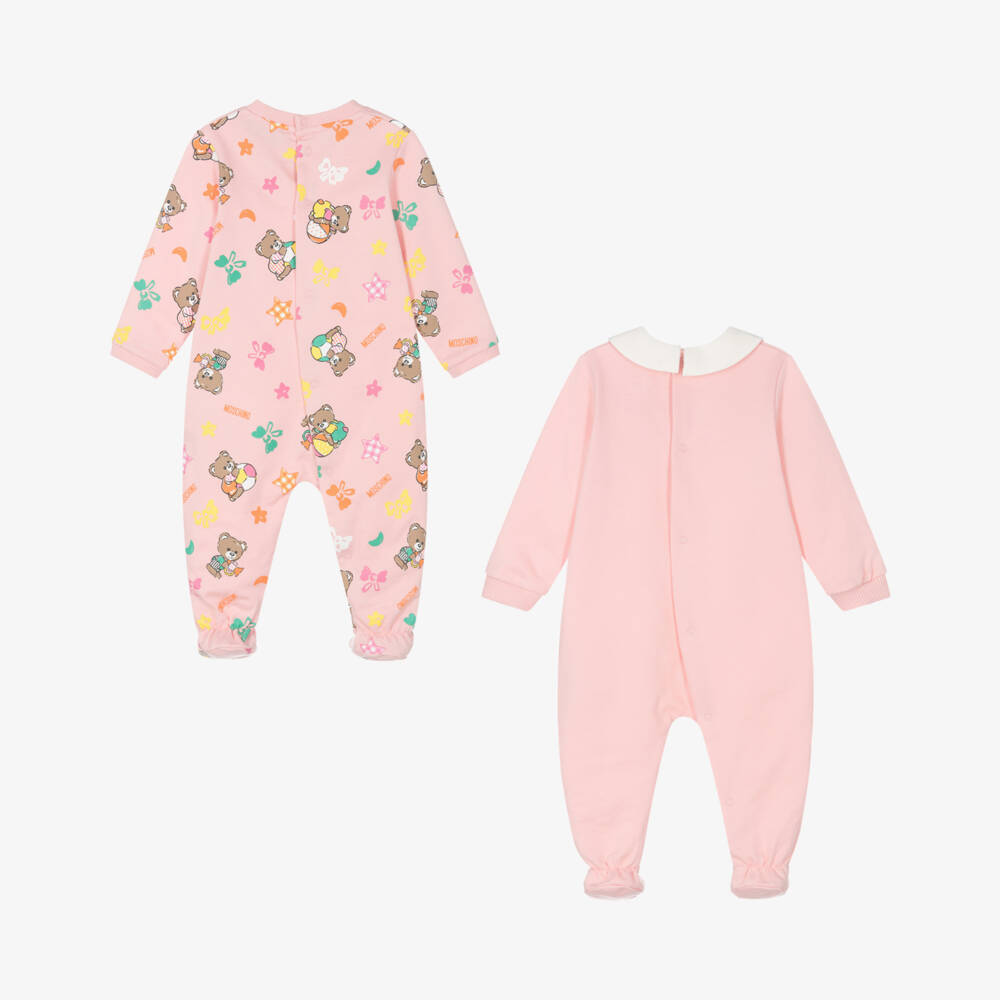 Moschino Baby-Girls Pink Teddy Bear Babysuits Set | Childrensalon Outlet