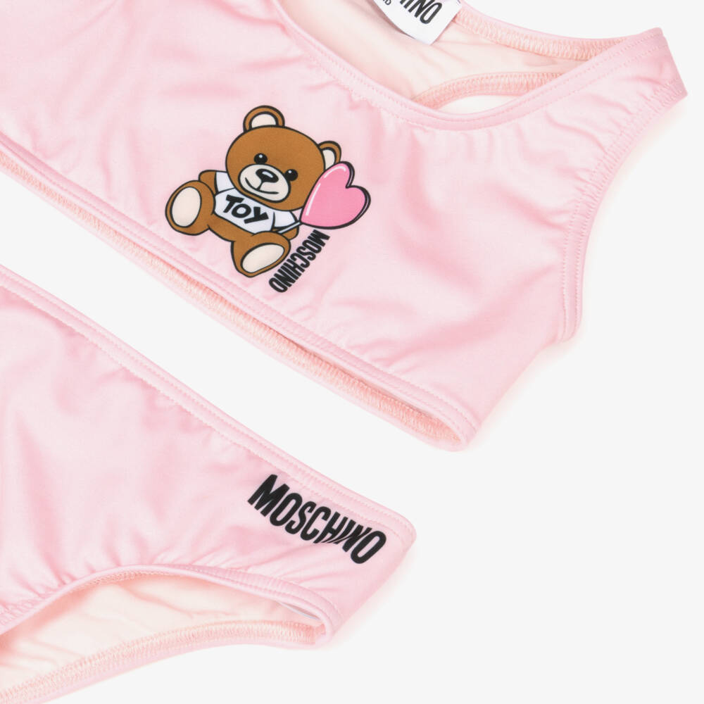 Moschino-Girls Pink Teddy Bear Bikini | Childrensalon Outlet