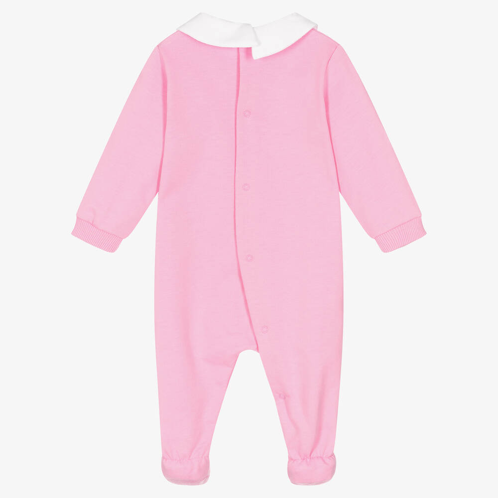 Moschino Малыши-Розовый хлопковый комбинезон с медвежонком | Childrensalon Outlet