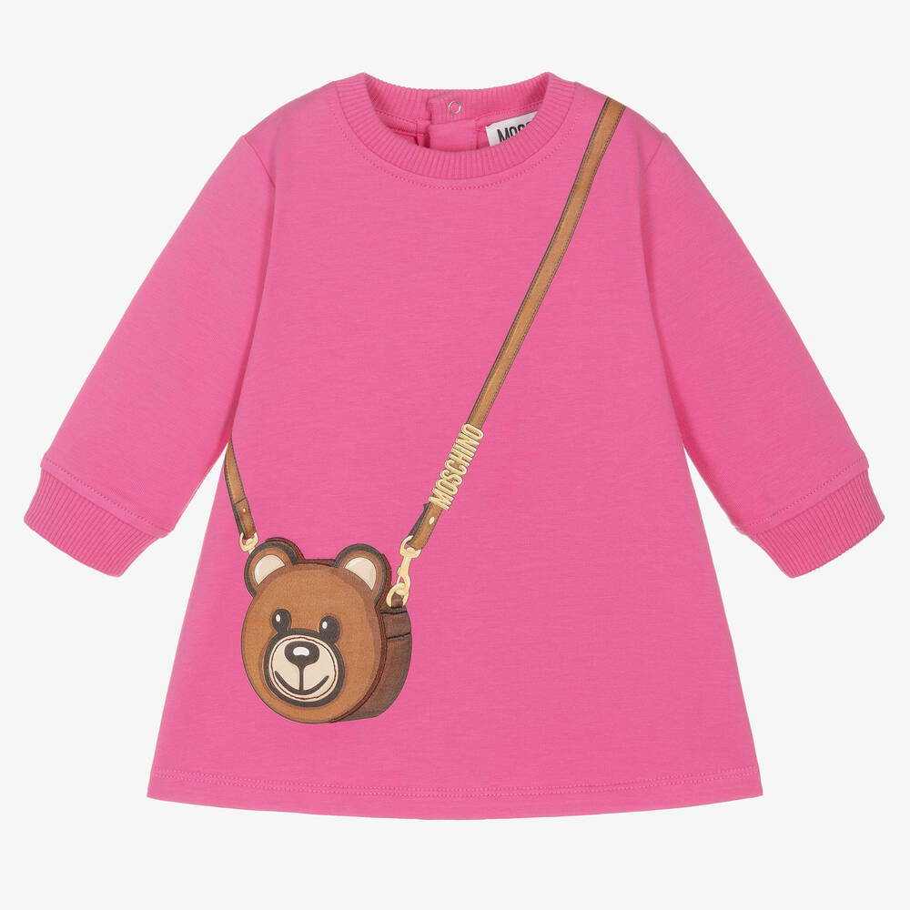 Moschino Baby - Розовое платье с принтом-сумкой для девочек | Childrensalon