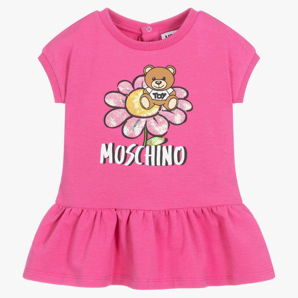 Moschino Baby - Розовое платье из джерси с медвежонком | Childrensalon