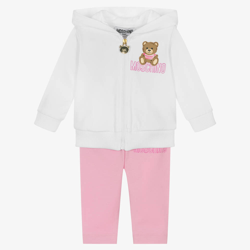 Moschino Baby - Girls Pink Teddy Bear Leggings Set | Childrensalon