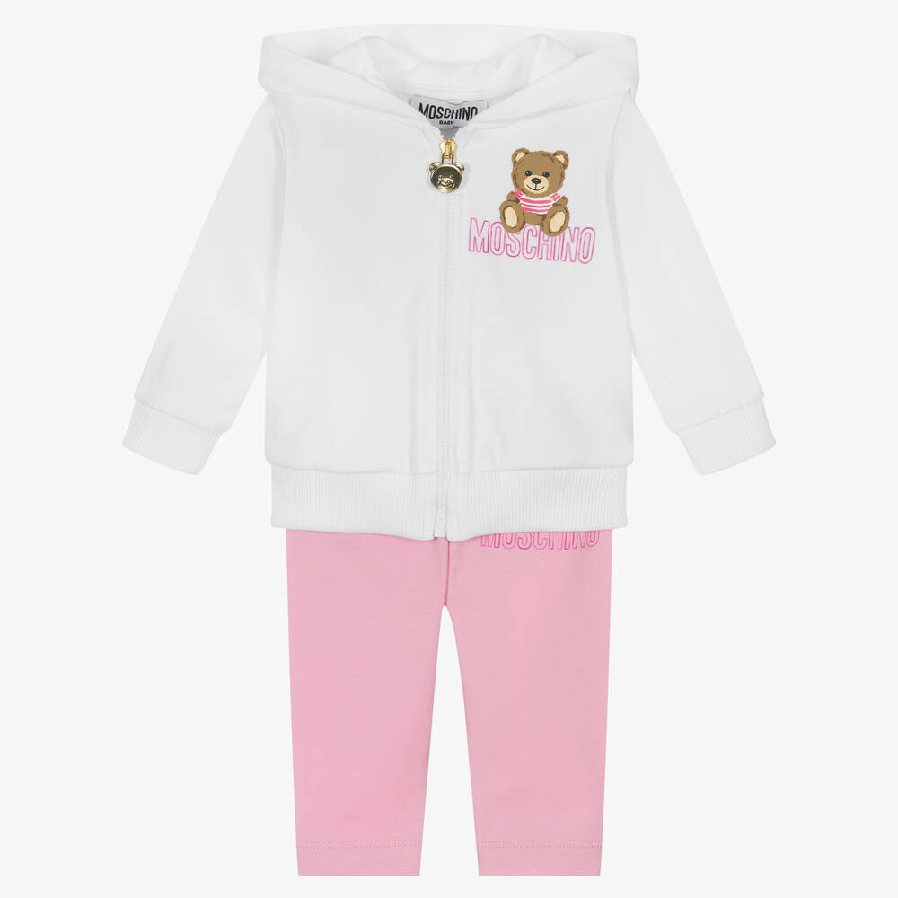 Moschino Baby-Girls Pink Teddy Bear Leggings Set | Childrensalon Outlet