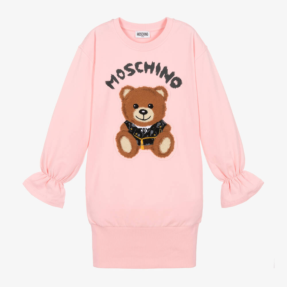 Moschino Kid-Teen - Girls Pink Teddy Bear Logo Dress | Childrensalon