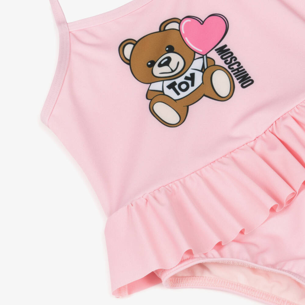 موسكينو-مايوه بطبعة الدب تيدي لون زهري للبنات | Childrensalon Outlet