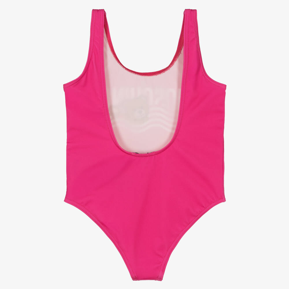 Moschino-Girls Pink Teddy Bear Swimsuit | Childrensalon Outlet
