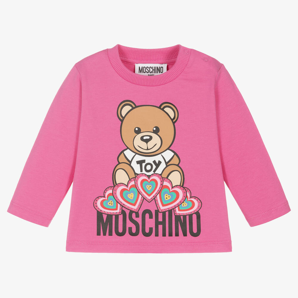 Moschino Baby - Розовый топ с медвежонком для девочек | Childrensalon