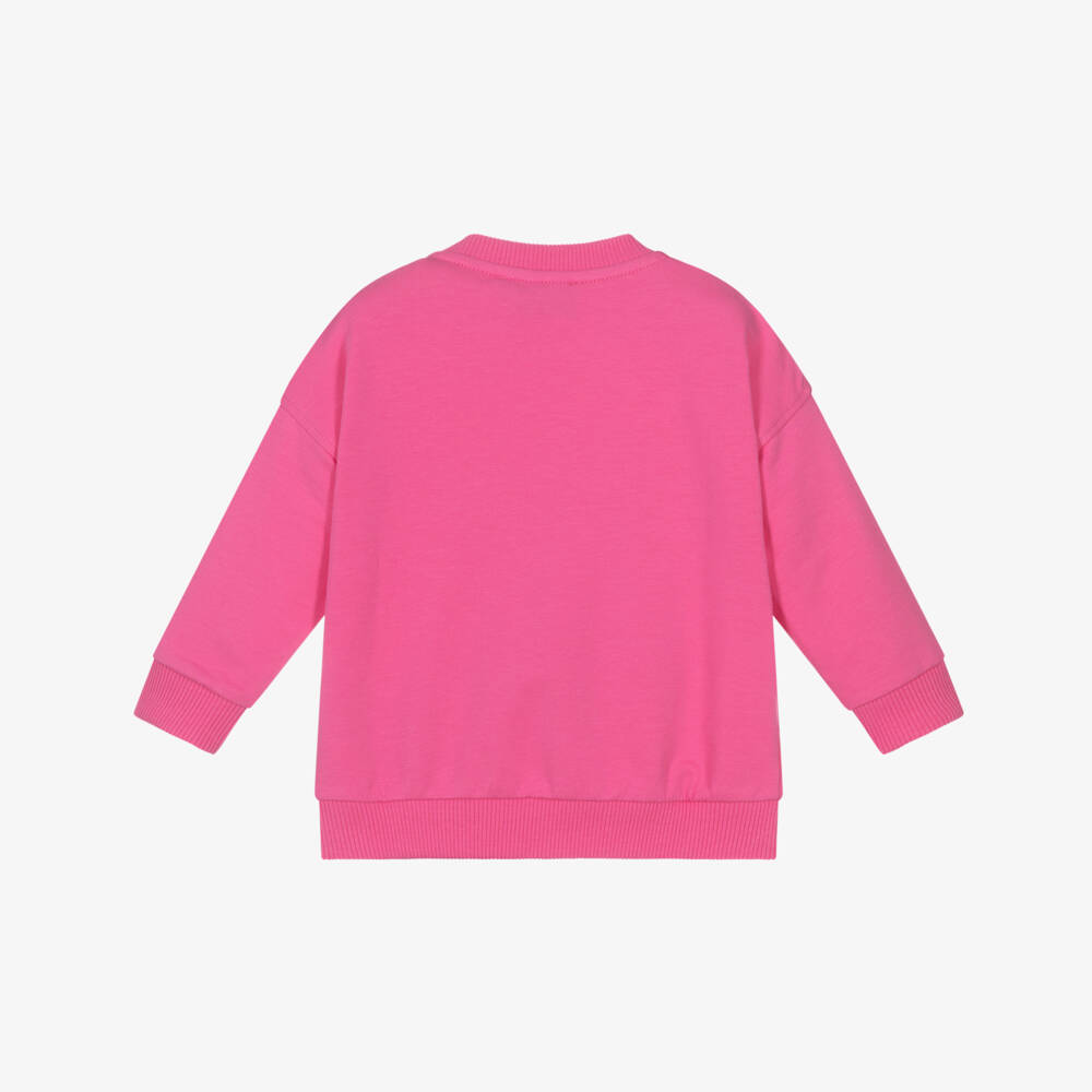 Moschino-Girls Pink Teddy Heart Pullover | Childrensalon Outlet