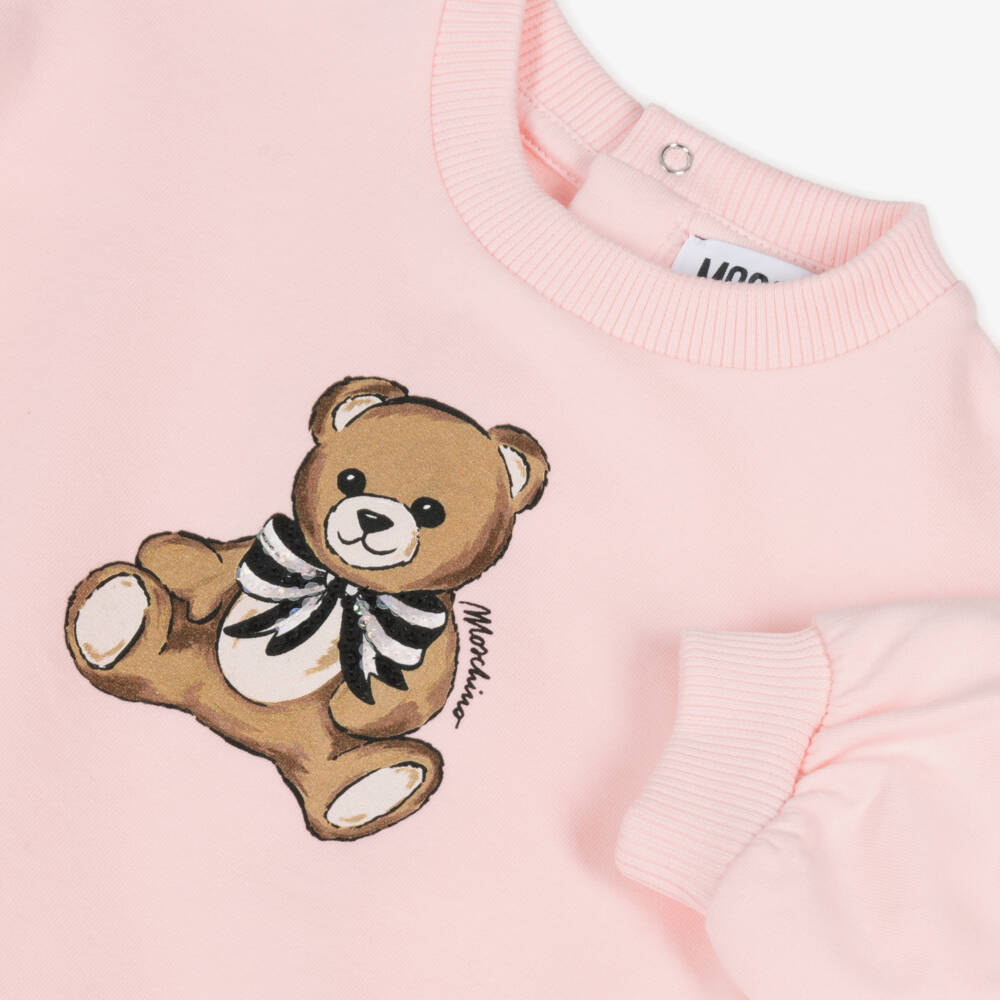 Moschino-فستان بناتي وردي من قماش الجيرسي بتصميم دمية | Childrensalon Outlet