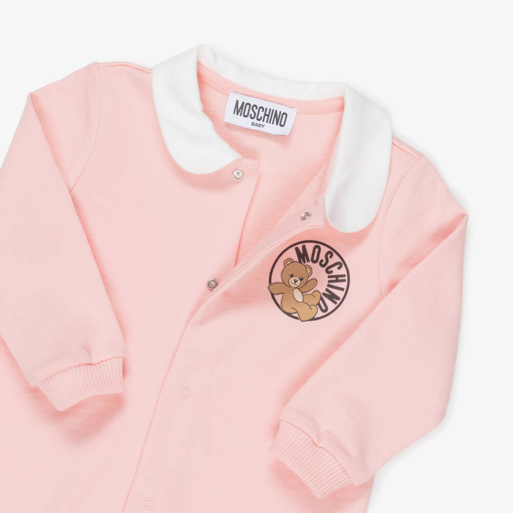 Moschino-Girls' Pink Teddy Sleepsuit Set | Childrensalon Outlet