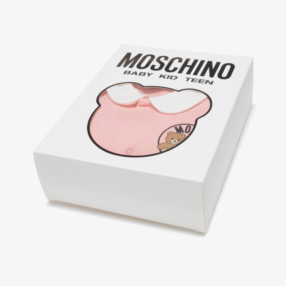 Moschino-Girls' Pink Teddy Sleepsuit Set | Childrensalon Outlet