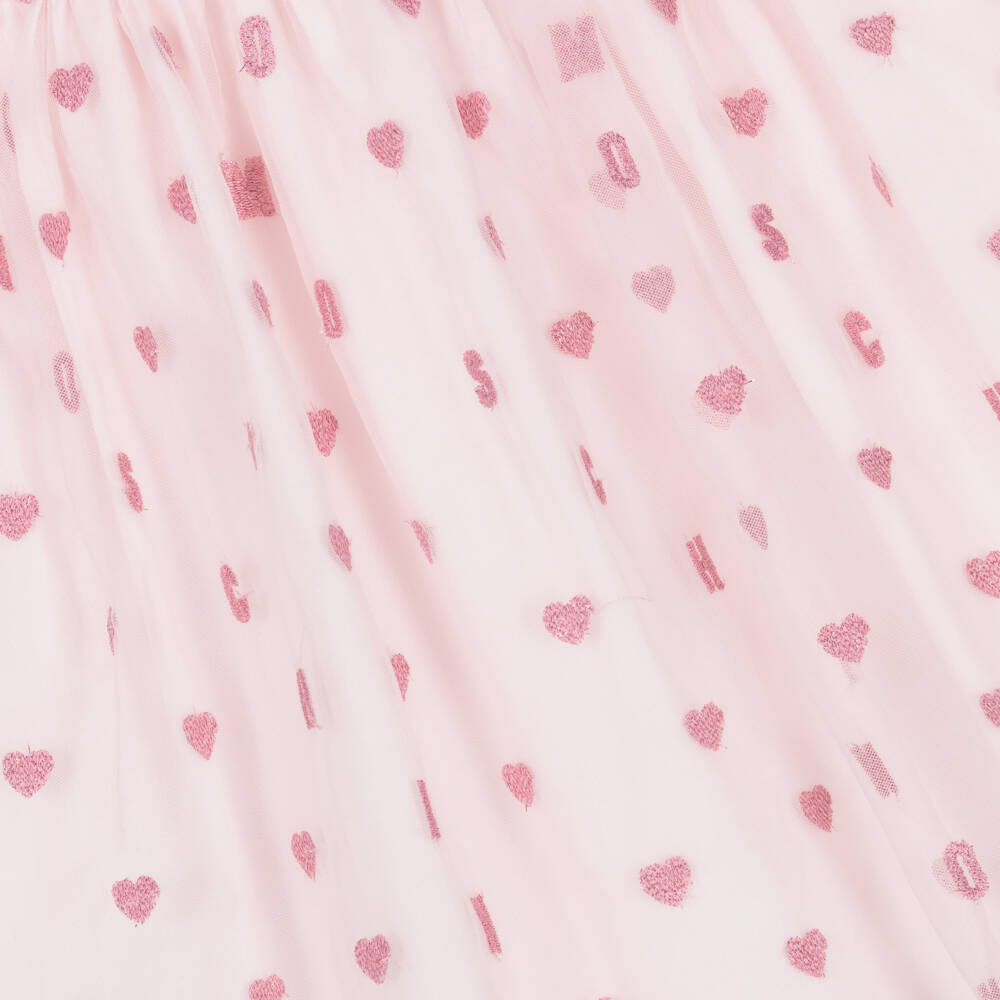 Moschino-Платье из розового тюля с блестящими сердцами для девочек | Childrensalon Outlet