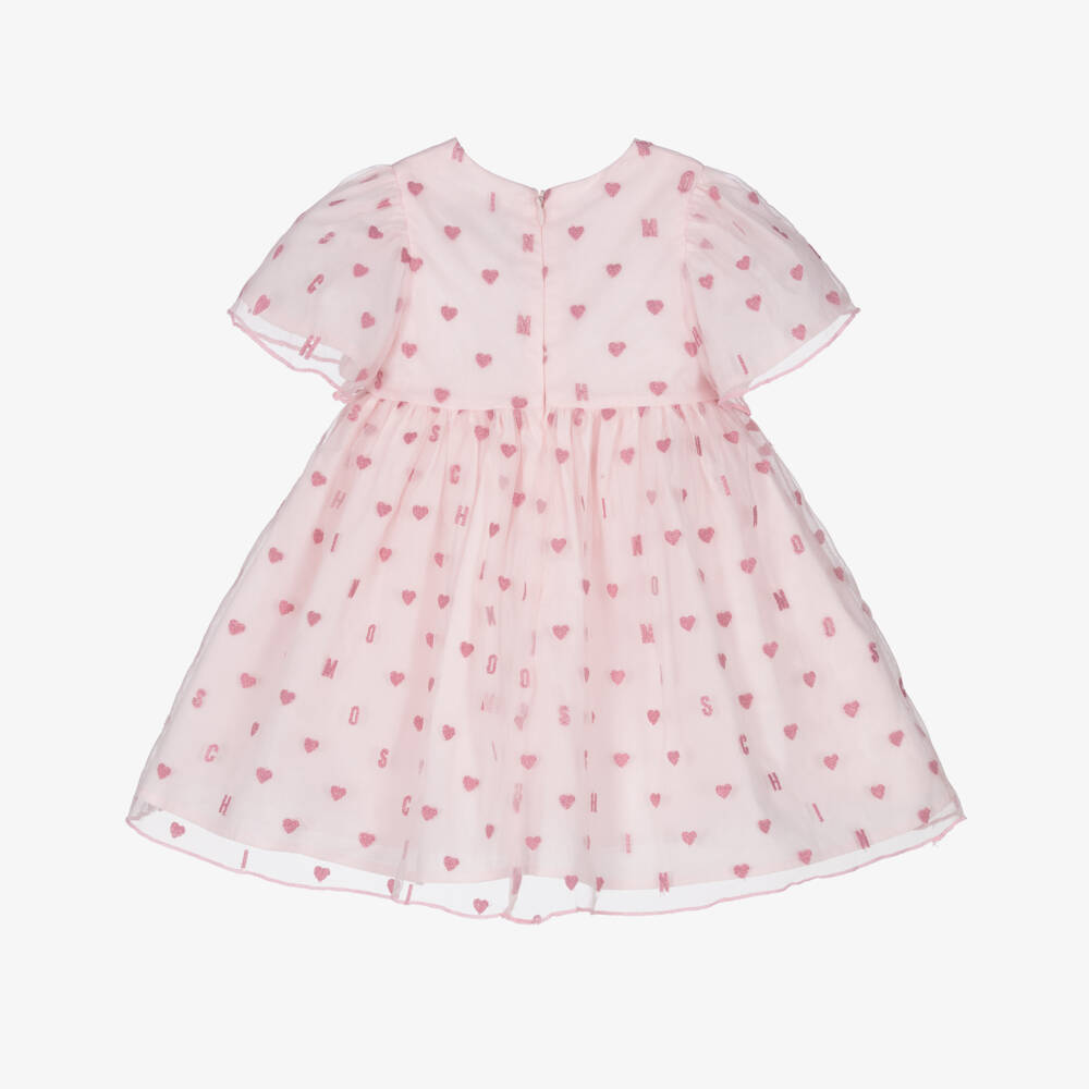 Moschino-Платье из розового тюля с блестящими сердцами для девочек | Childrensalon Outlet