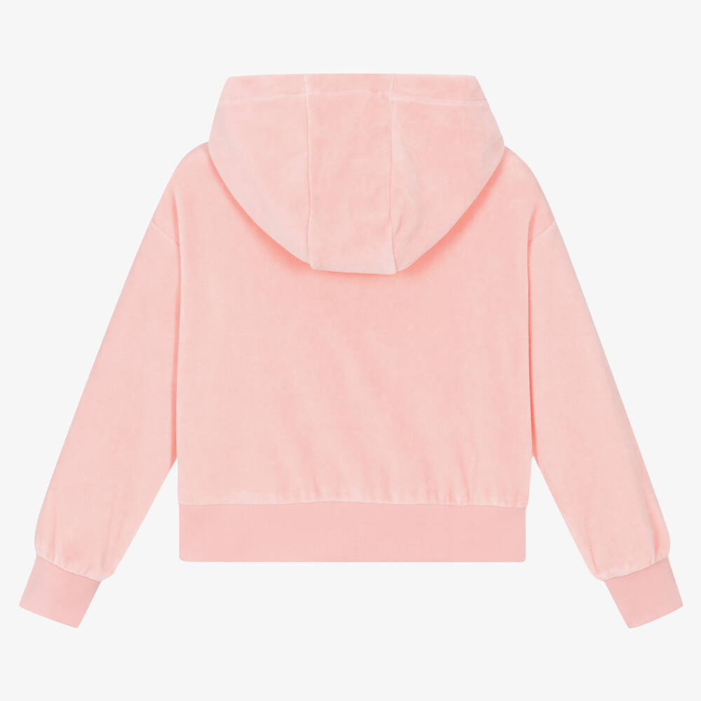 Moschino Kid-Teen-Girls Pink Velour Teddy Bear Hoodie | Childrensalon Outlet