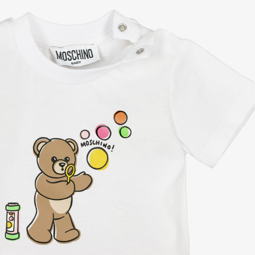 Moschino-Girls Pink & White Bear Logo Set | Childrensalon Outlet