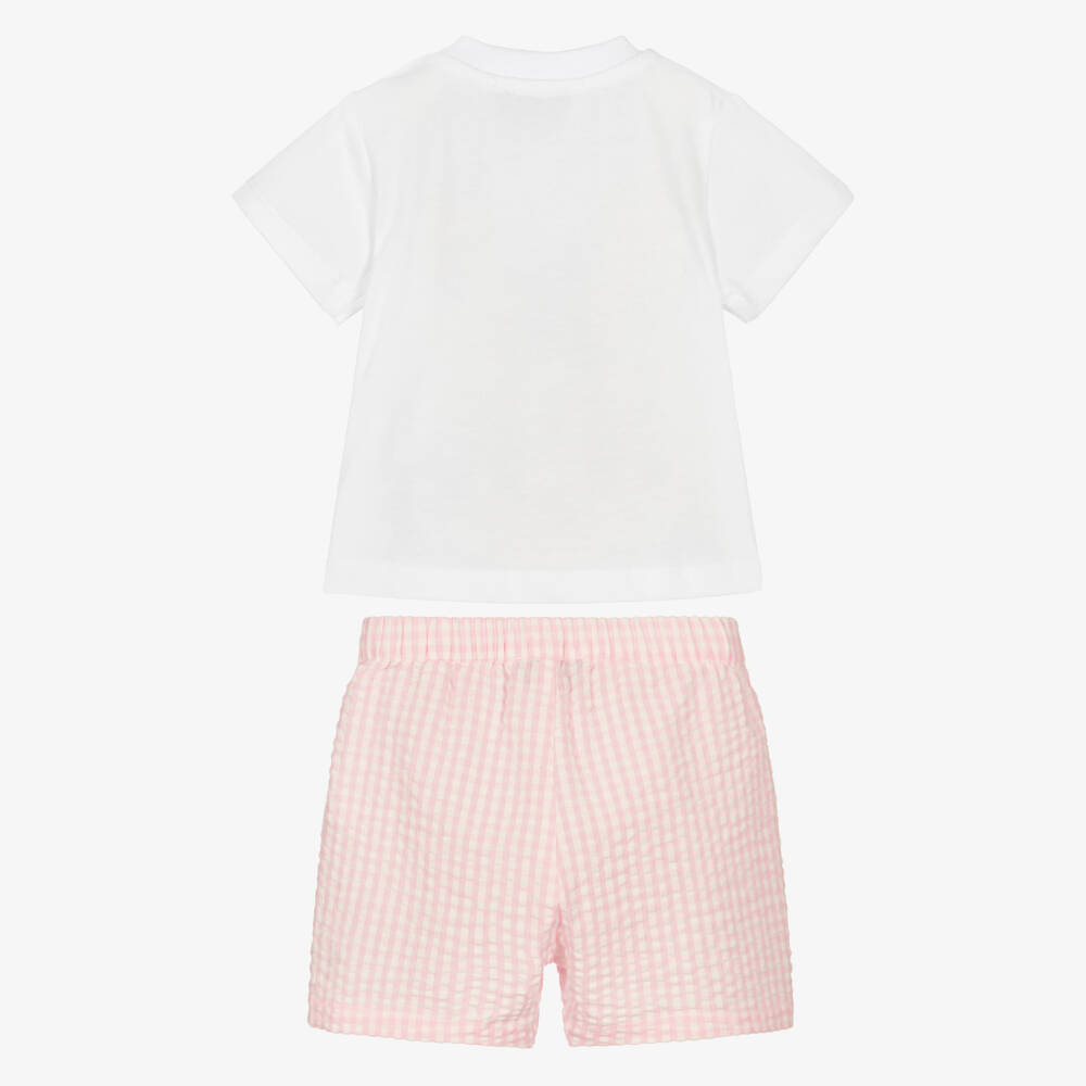 Moschino-Girls Pink & White Bear Logo Set | Childrensalon Outlet