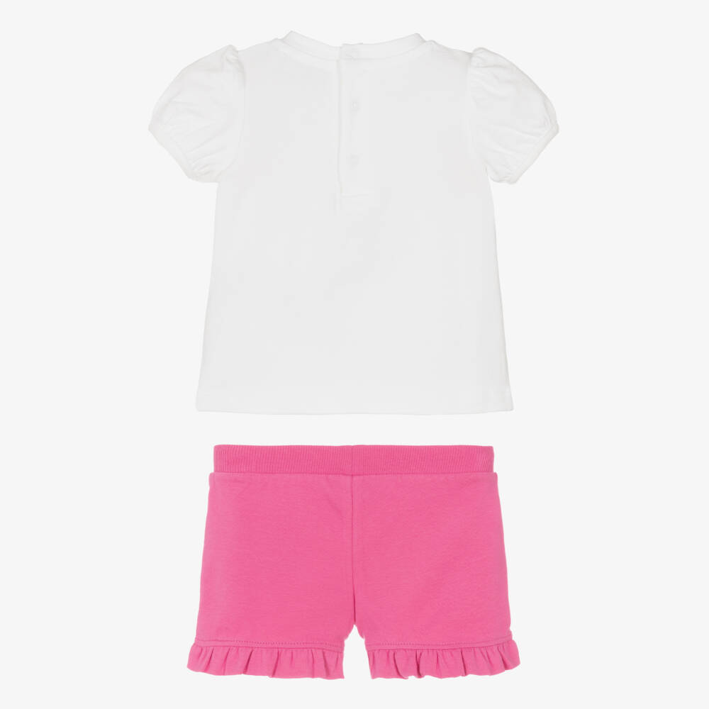 Moschino-Набор из розового и белого хлопка с медвежонком для девочек | Childrensalon Outlet