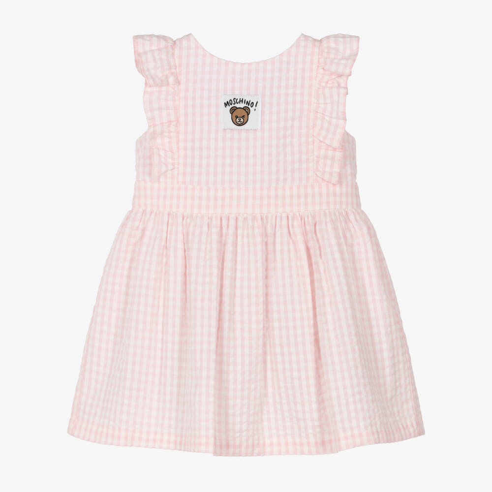Moschino-Girls Pink & White Gingham Dress | Childrensalon Outlet
