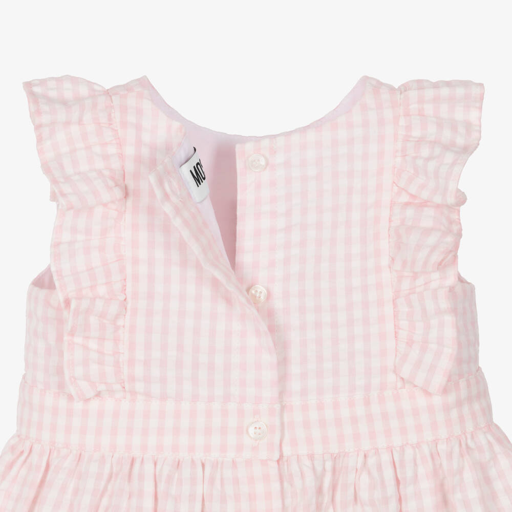 Moschino-Girls Pink & White Gingham Dress | Childrensalon Outlet