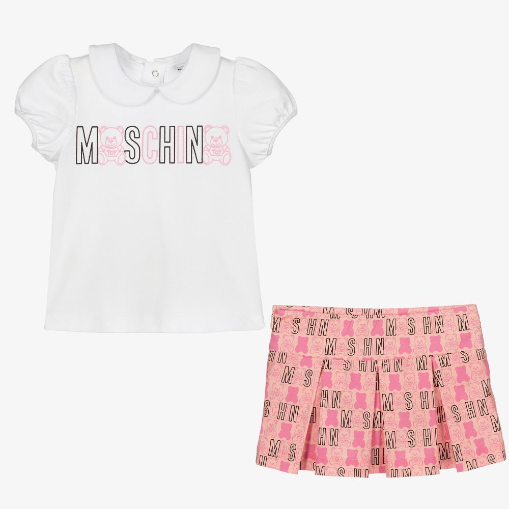 Moschino Baby-Girls Pink & White Skirt Set | Childrensalon Outlet