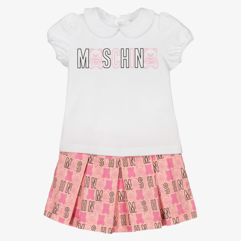 Moschino Baby-Girls Pink & White Skirt Set | Childrensalon Outlet