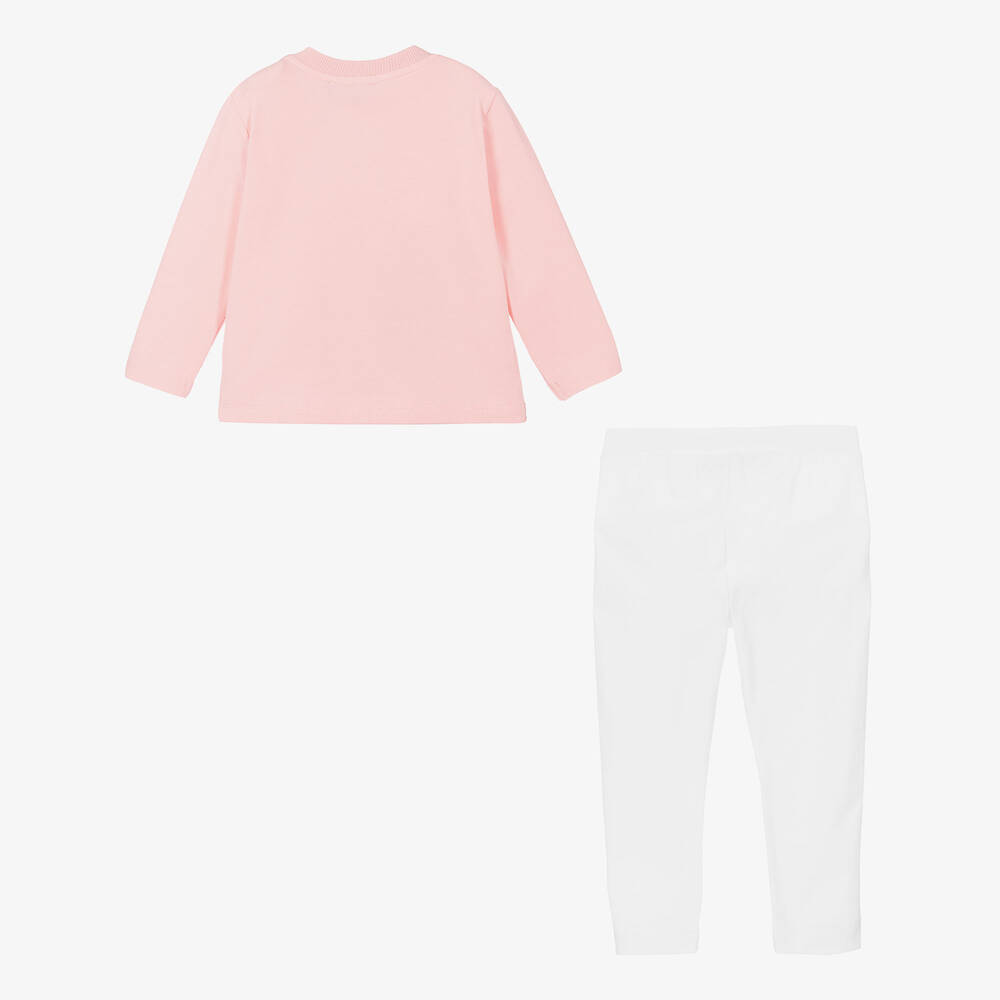 Moschino Baby-طقم ليغنغز قطن جيرسي لون زهري وأبيض | Childrensalon Outlet