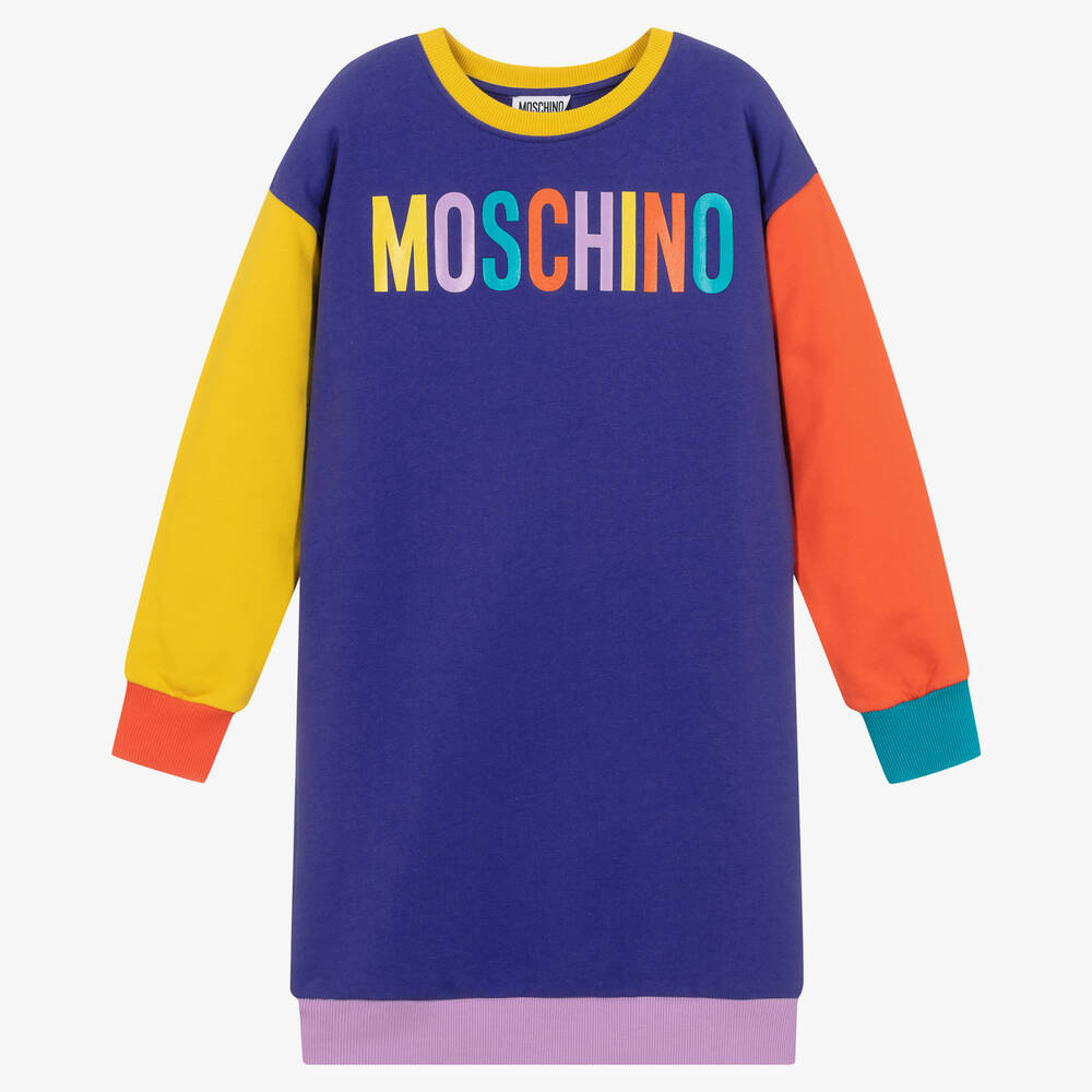 Moschino Kid Teen Girls Purple Logo Sweatshirt Dress