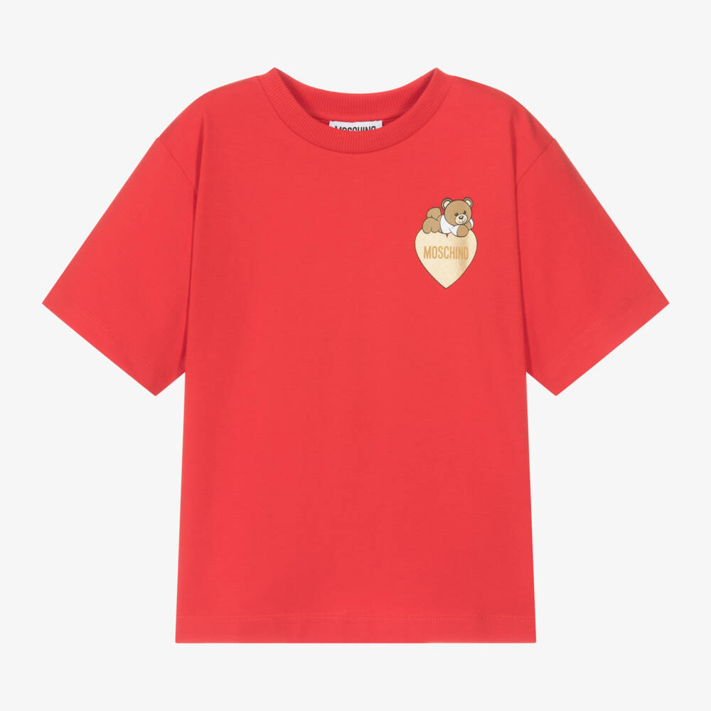 Moschino Кид-Тин-Girls Red Bear Cotton Tee | Childrensalon Outlet