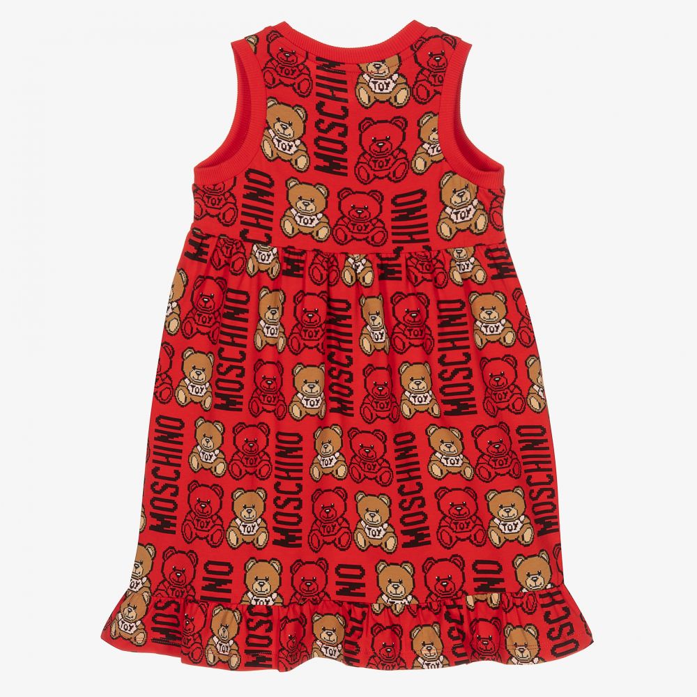 Moschino Kid Teen Girls Red Black Logo Dress Childrensalon