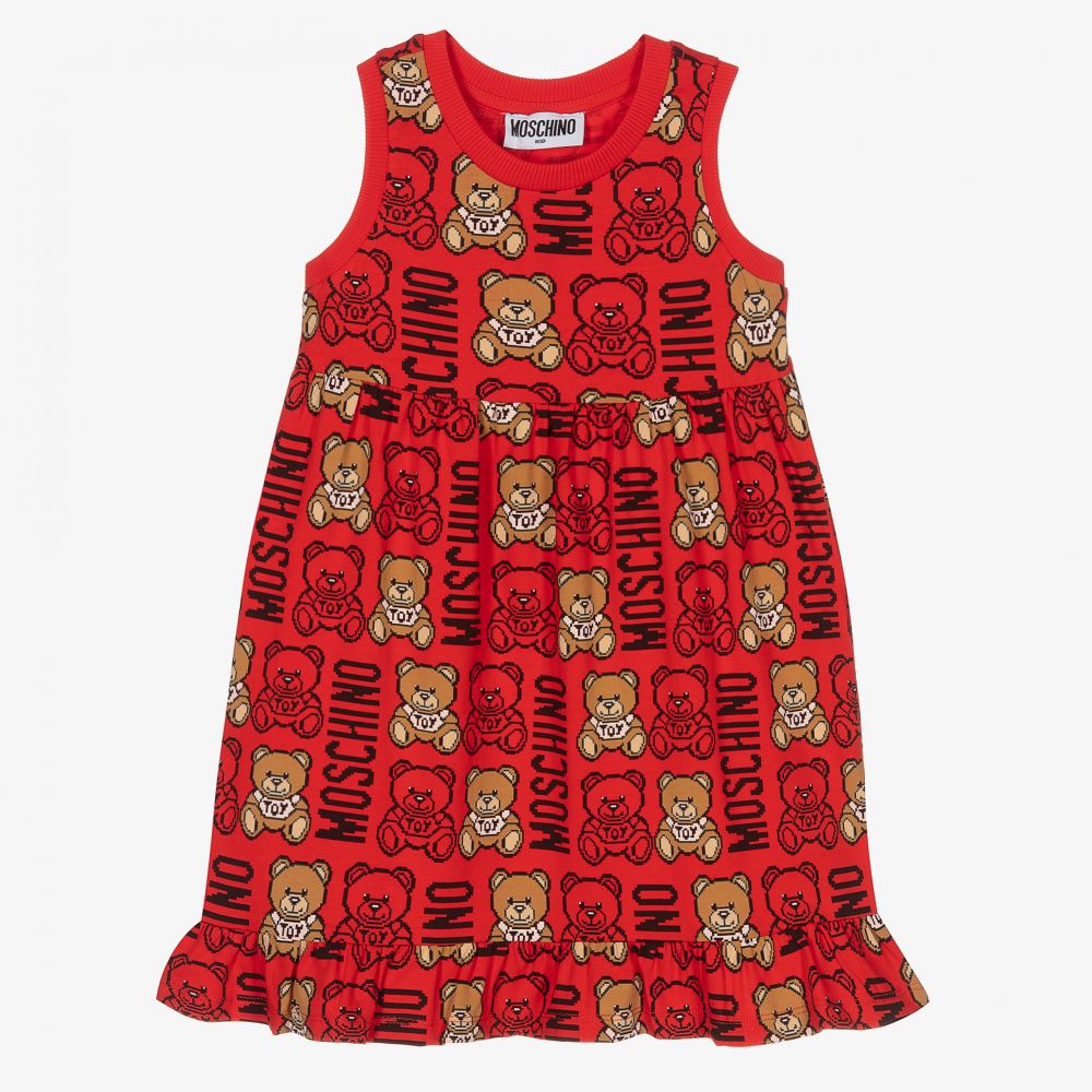 Moschino Kid-Teen - Girls Red & Black Logo Dress | Childrensalon
