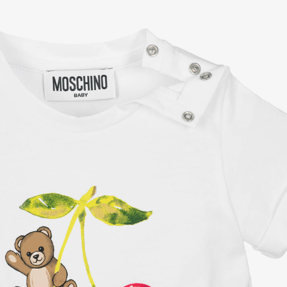 Moschino-Girls Red Cotton Cherry & Teddy Skirt Set | Childrensalon Outlet