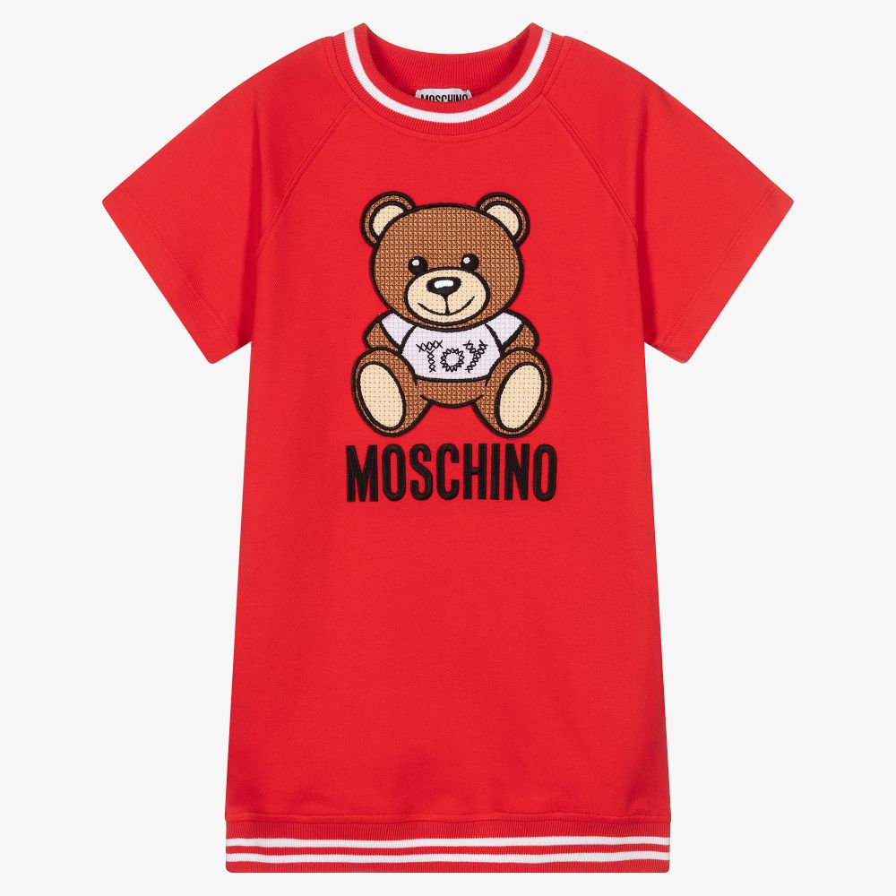 Moschino Kid-Teen - فستان قطن بيكيه لون أحمر | Childrensalon