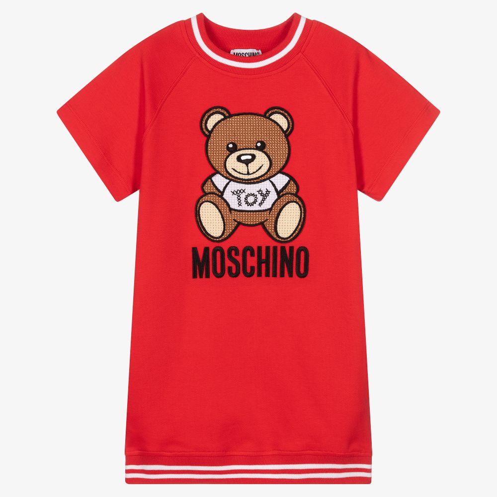 Moschino Kid-Teen-فستان قطن بيكيه لون أحمر | Childrensalon Outlet