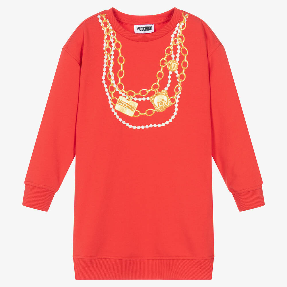Moschino Kid-Teen - Girls Red Cotton Necklace Dress | Childrensalon