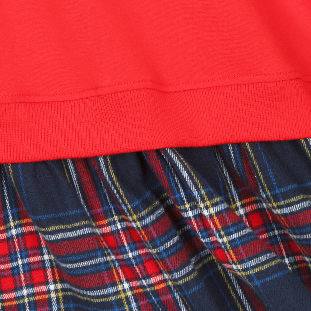 Moschino Kid-Teen-فستان قطن جيرسي تارتان لون أحمر | Childrensalon Outlet