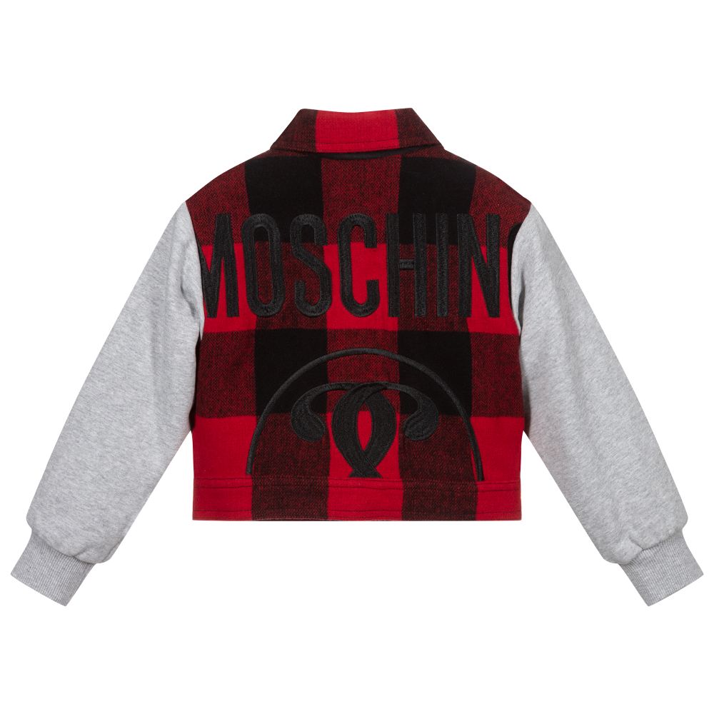 Moschino Kid-Teen-Girls Red & Grey Wool Jacket | Childrensalon Outlet