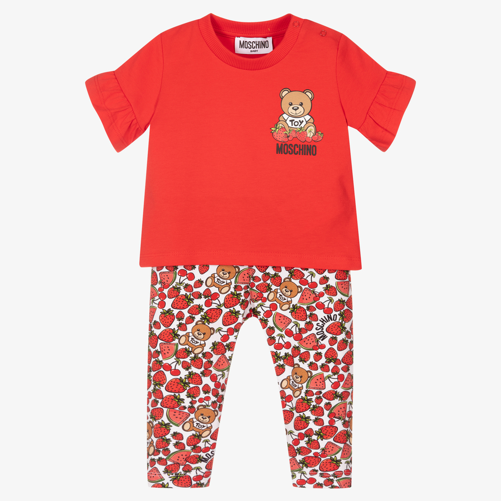 Moschino Baby - Girls Red Leggings Set | Childrensalon