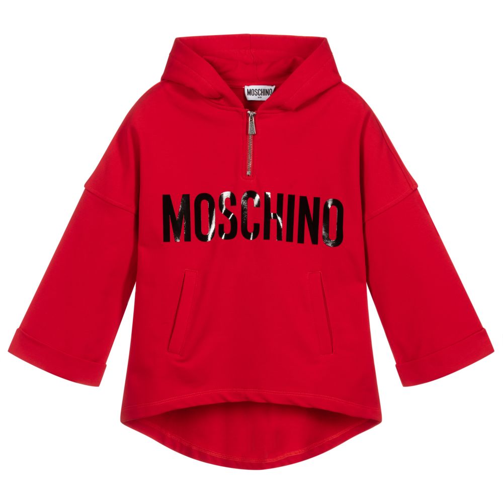 Moschino Kid-Teen-Girls Red Logo Hooded Top | Childrensalon Outlet
